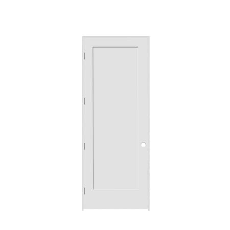 Codel Doors 28" x 96" x 1-3/8" Primed 1-Panel Interior Shaker 6-9/16" RH Prehung Door with Brushed Chrome Hinges 2480pri8401RH26D6916